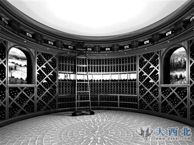 某私人酒窖，取酒時(shí)可以站在滑輪梯上，很像國外的圖書(shū)館，取酒也有了樂(lè )趣。