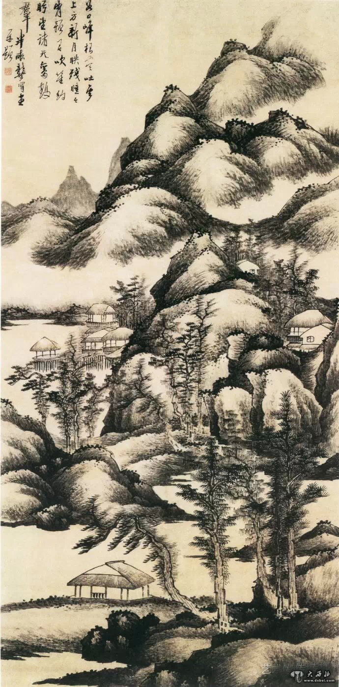 龔賢《云嶺殘曛圖》