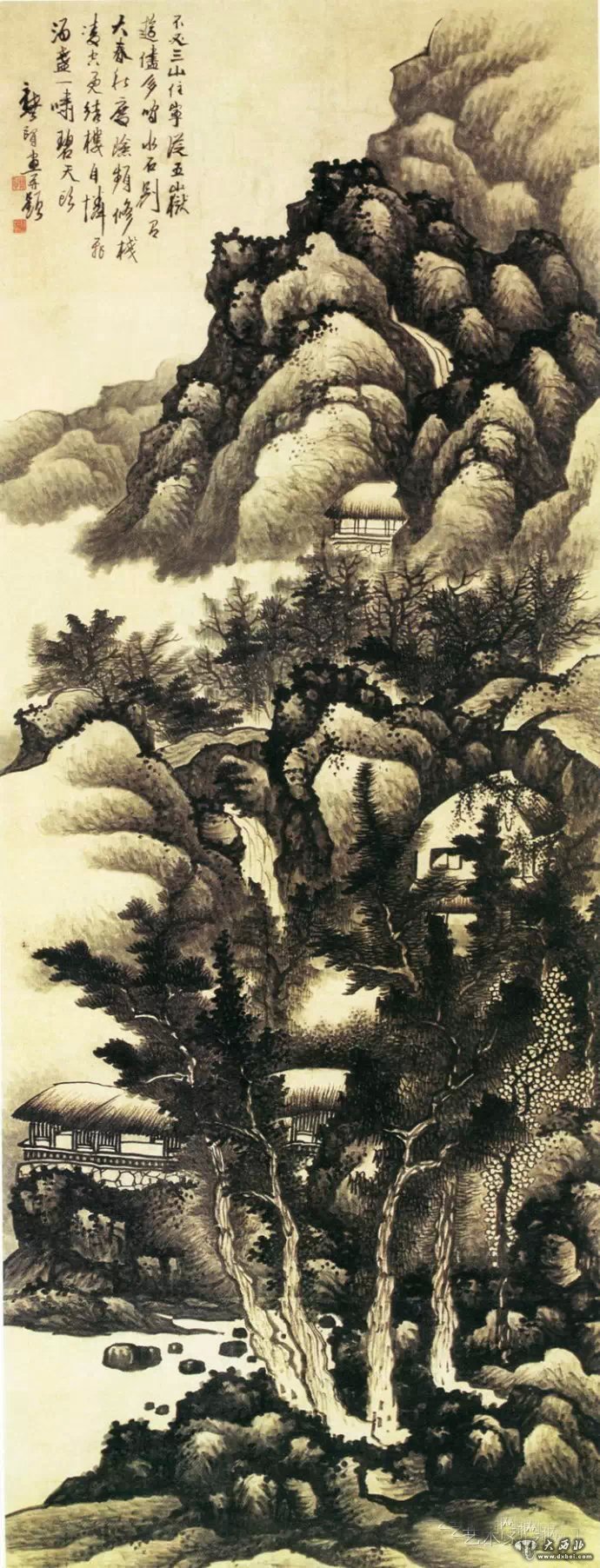 龔賢《云山結樓圖》
